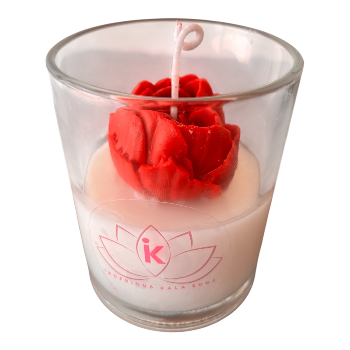 Red Heart Flower Jar Candle – Rose & Musk Fragrance