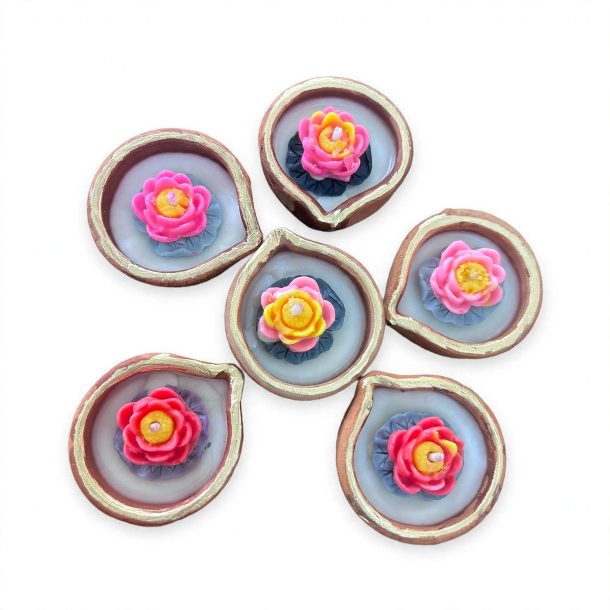 Lotus Diya Candles - Set of 6