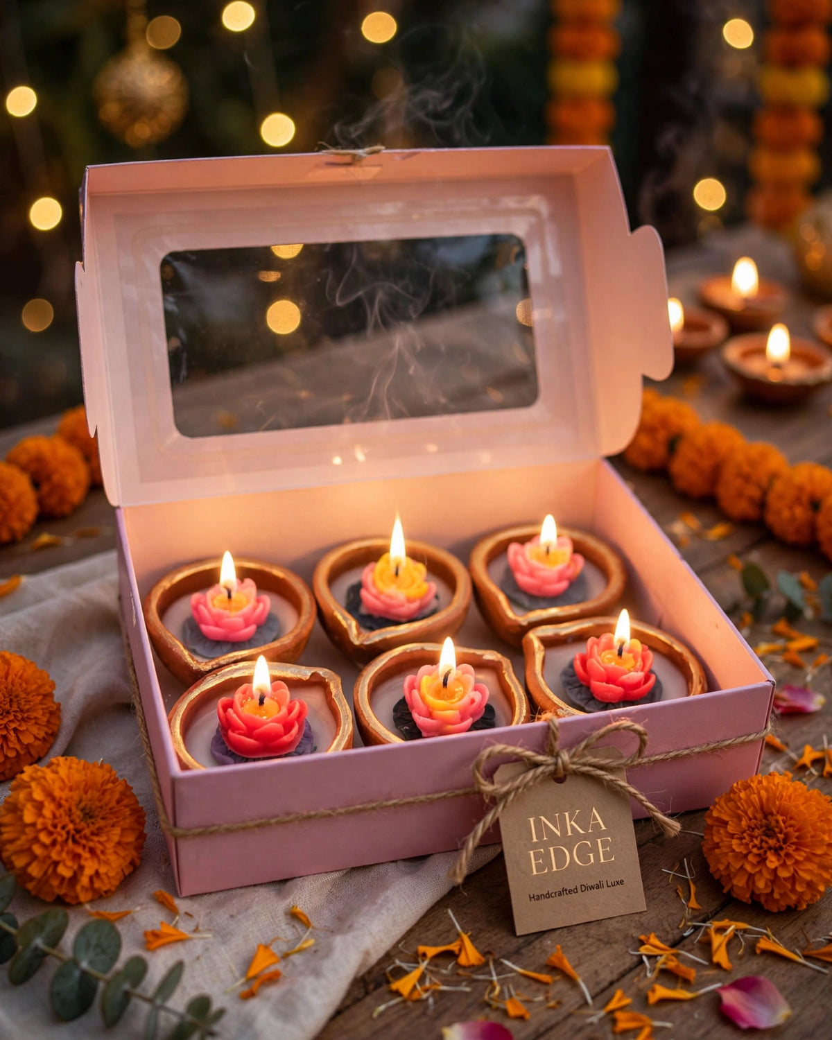 Lotus Diya Candles - Set of 6