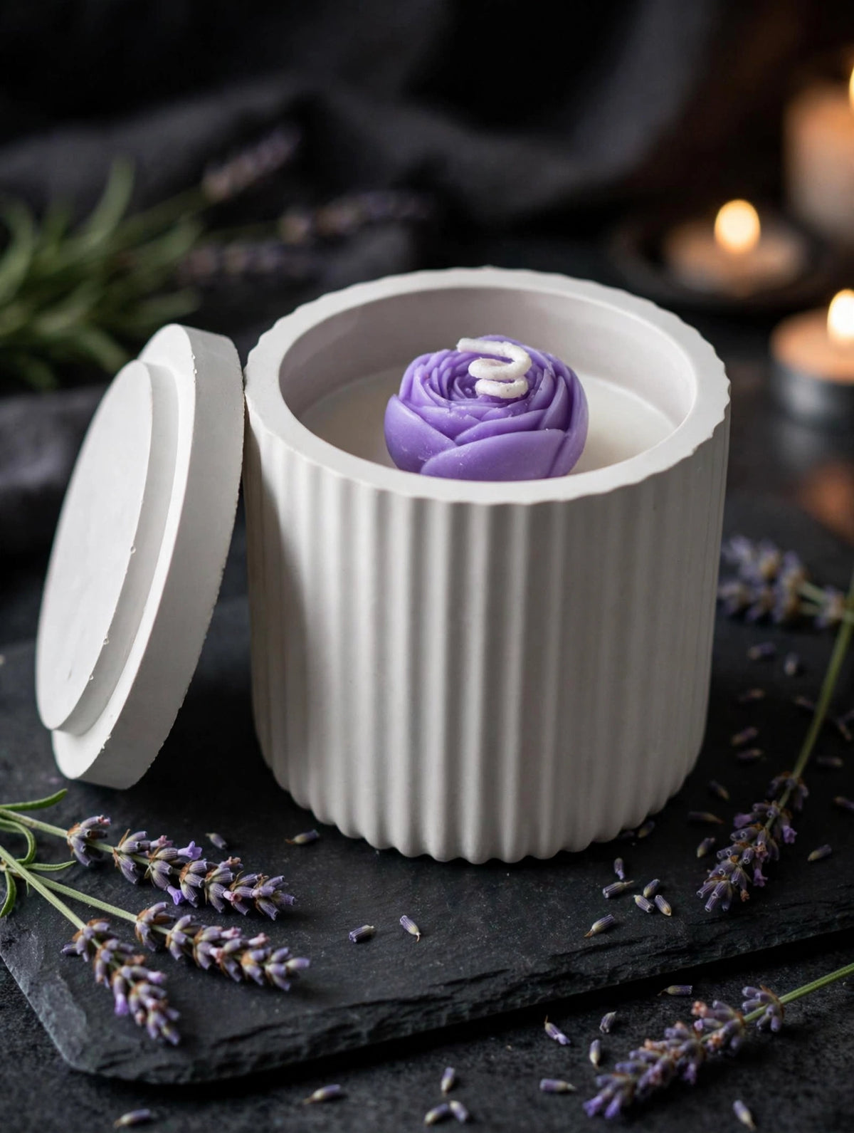 Lavender Concrete Jar Candle