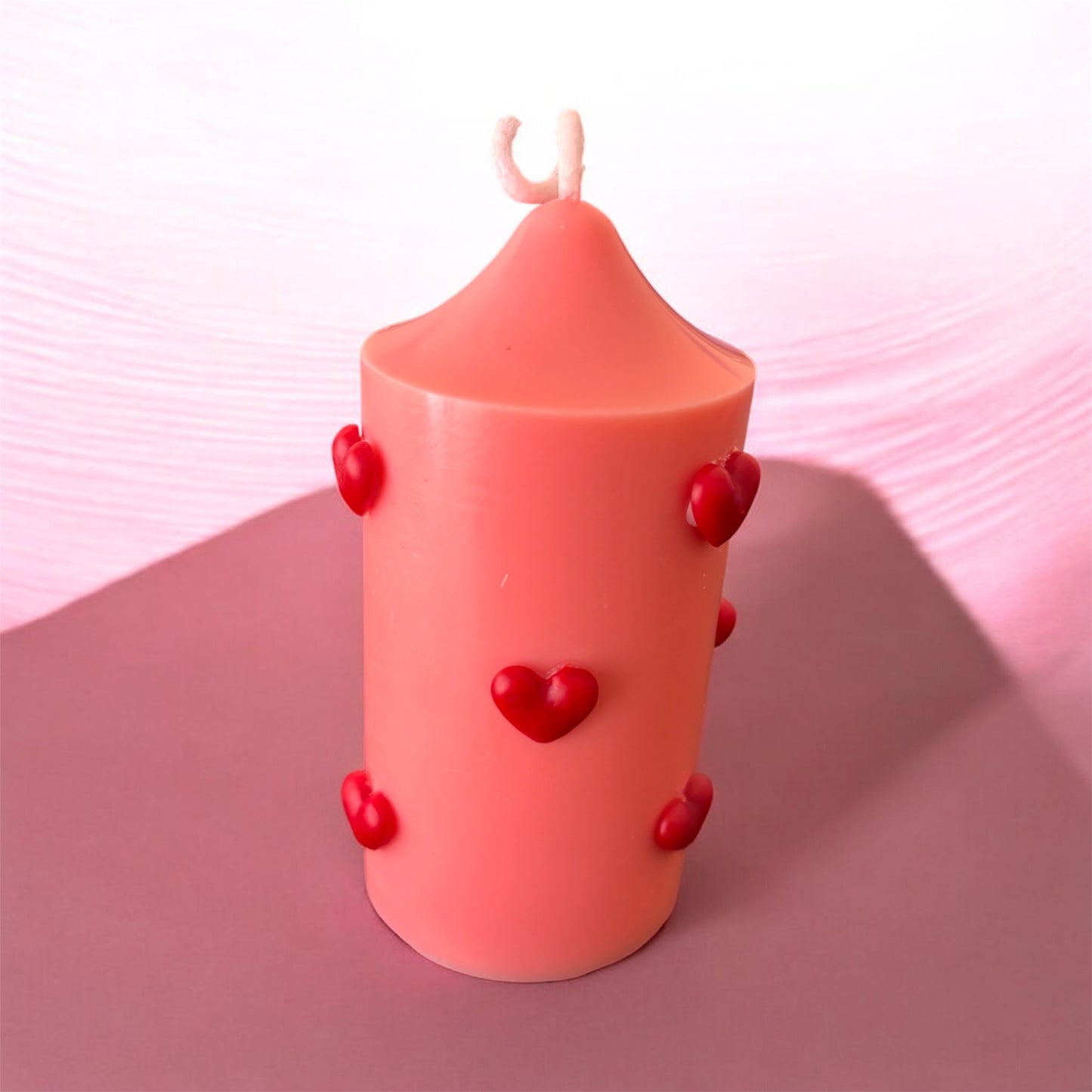 Heart Pillar Soya wax candle- Rose + Amber Fragrance